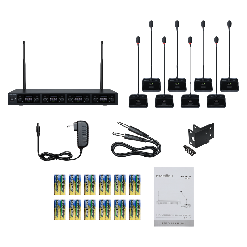 Soundvision Dwc-800 ชุดไมโครโฟนประชุมแบบไร้สายระบบดิจิตอล 8 Ch Soundvision Dwc-800 ชุดไมโครโฟนประชุมแบบไร้สายระบบดิจิตอล 8 Ch