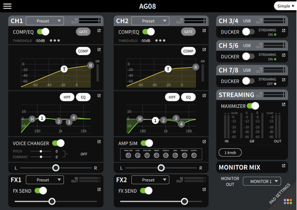 Yamaha Ag08 มิกเซอร์ไลฟ์สตรีมมิ่ง 8 ช่องสัญญาณ เชื่อมต่อ Ipad ได้