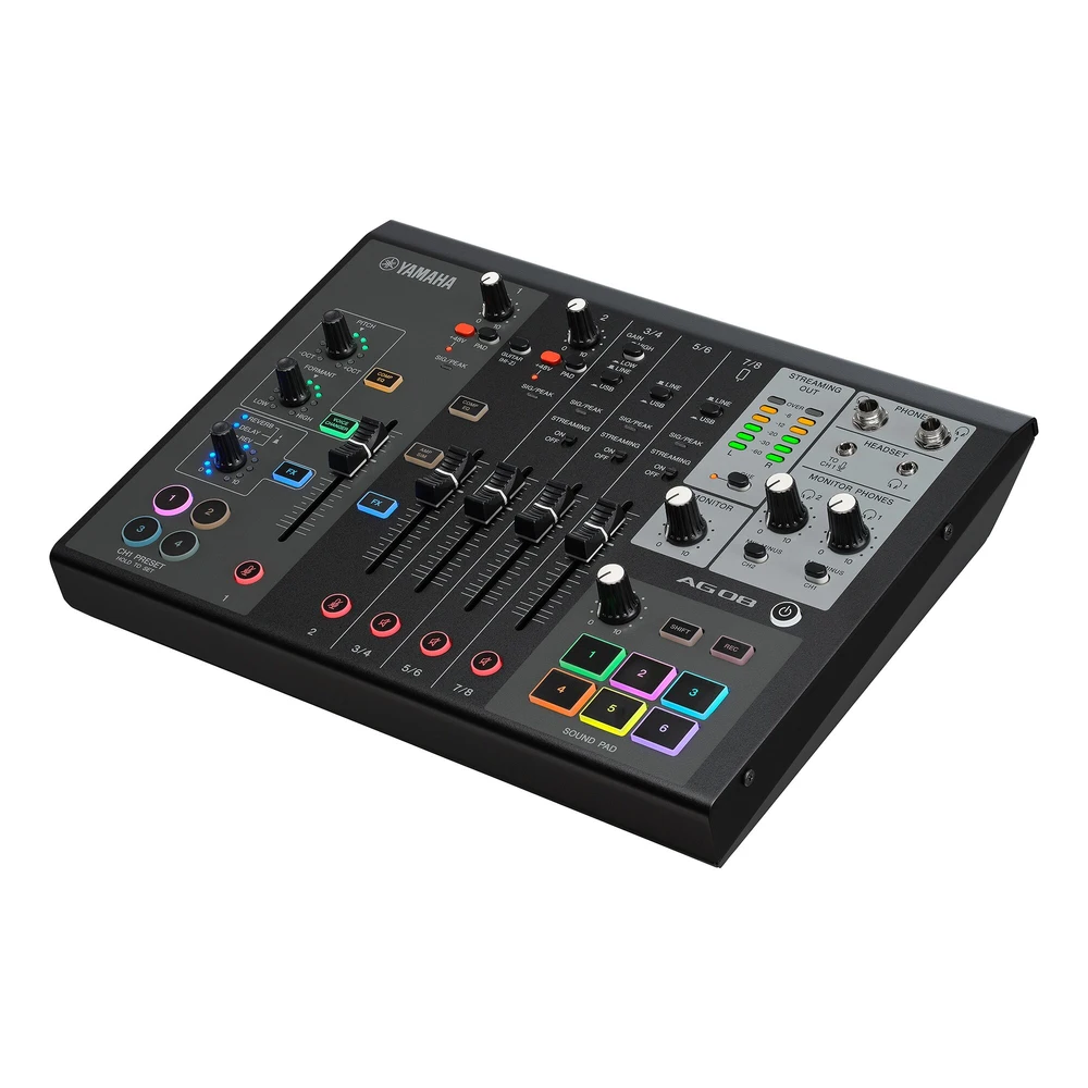 Yamaha Ag08 มิกเซอร์ไลฟ์สตรีมมิ่ง 8 ช่องสัญญาณ เชื่อมต่อ Ipad ได้ Yamaha Ag08 มิกเซอร์ไลฟ์สตรีมมิ่ง 8 ช่องสัญญาณ เชื่อมต่อ Ipad ได้