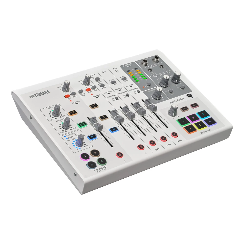 Yamaha Ag08 มิกเซอร์ไลฟ์สตรีมมิ่ง 8 ช่องสัญญาณ เชื่อมต่อ Ipad ได้ Yamaha Ag08 มิกเซอร์ไลฟ์สตรีมมิ่ง 8 ช่องสัญญาณ เชื่อมต่อ Ipad ได้