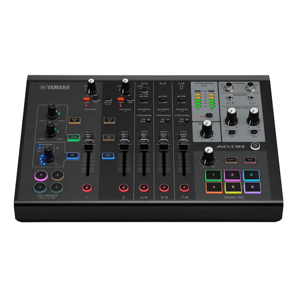 Yamaha Ag08 มิกเซอร์ไลฟ์สตรีมมิ่ง 8 ช่องสัญญาณ เชื่อมต่อ Ipad ได้ Yamaha Ag08 มิกเซอร์ไลฟ์สตรีมมิ่ง 8 ช่องสัญญาณ เชื่อมต่อ Ipad ได้