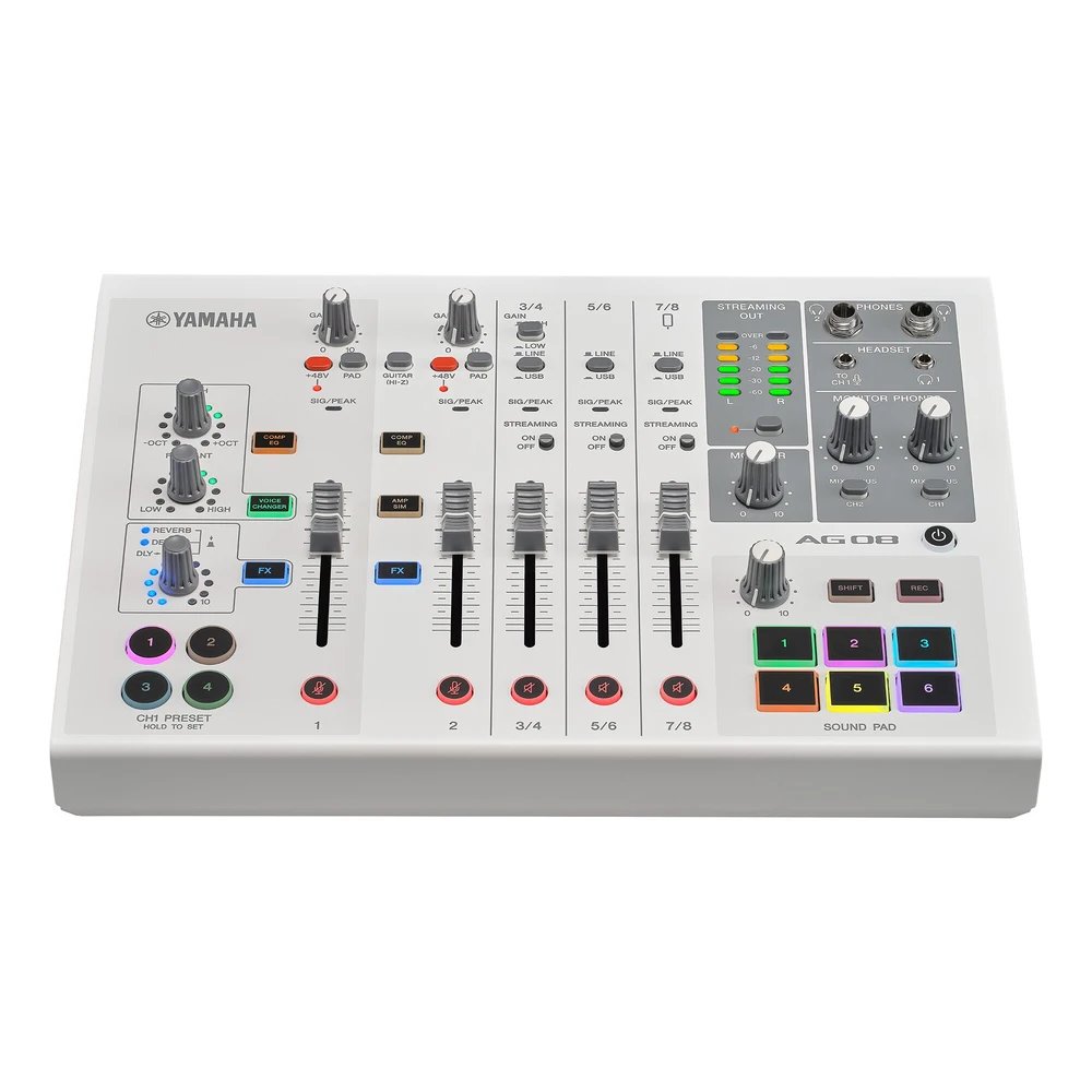 Yamaha Ag08 มิกเซอร์ไลฟ์สตรีมมิ่ง 8 ช่องสัญญาณ เชื่อมต่อ Ipad ได้ Yamaha Ag08 มิกเซอร์ไลฟ์สตรีมมิ่ง 8 ช่องสัญญาณ เชื่อมต่อ Ipad ได้