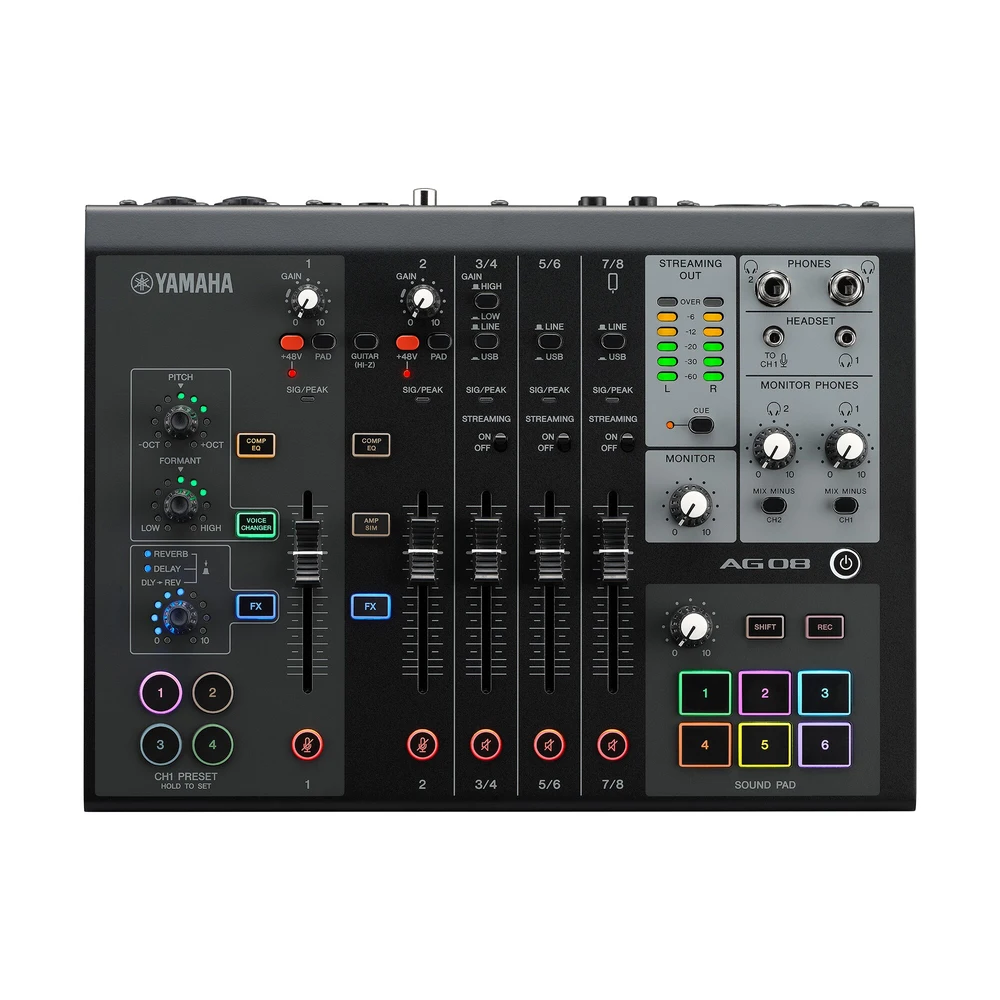 Yamaha Ag08 มิกเซอร์ไลฟ์สตรีมมิ่ง 8 ช่องสัญญาณ เชื่อมต่อ Ipad ได้ Yamaha Ag08 มิกเซอร์ไลฟ์สตรีมมิ่ง 8 ช่องสัญญาณ เชื่อมต่อ Ipad ได้
