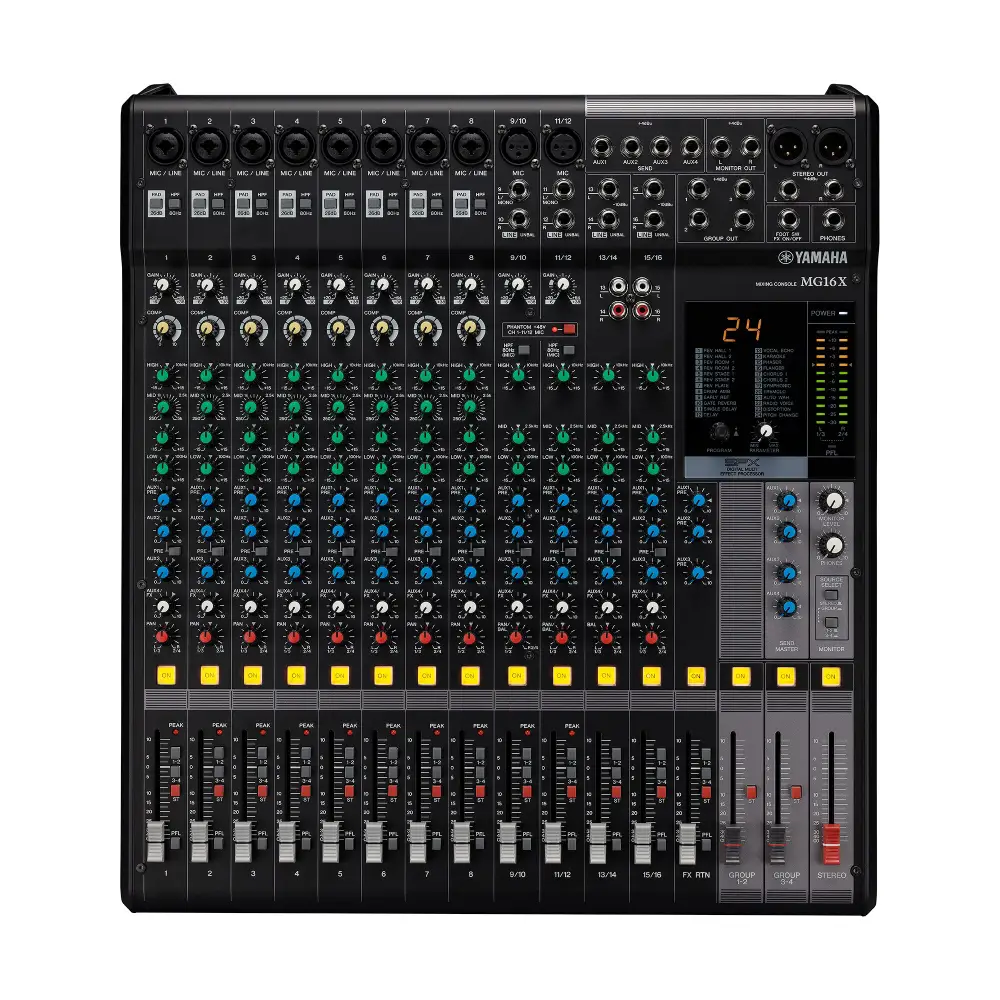 Yamaha Mg16x มิกเซอร์อนาล็อก 16 แชนแนล พร้อมชุดอุปกรณ์แบบยึดติดแร็ค Yamaha Mg16x มิกเซอร์อนาล็อก 16 แชนแนล พร้อมชุดอุปกรณ์แบบยึดติดแร็ค