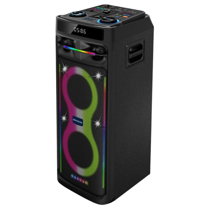 Aiwa Aw-X8283dj Party Speaker ลำโพงบลูทูธ ปาร์ตี้สปีคเกอร์ เสียงทรงพลัง พร้อมไฟ Led และคาราโอเกะ