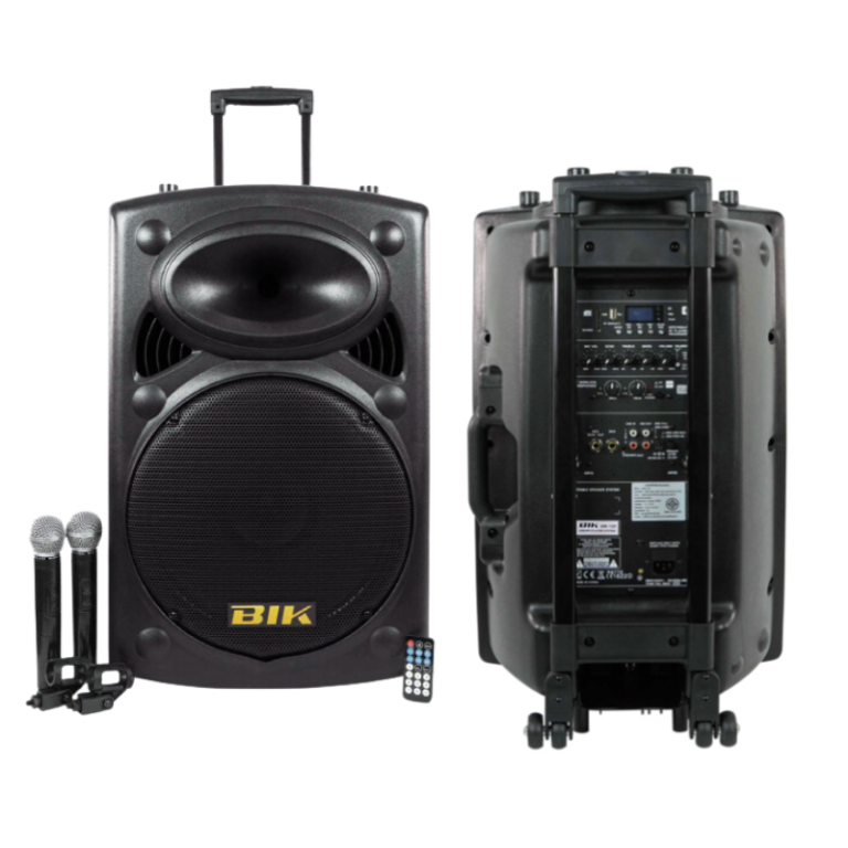 Bik Usk-15v ลำโพงเอนกประสงค์ 15 นิ้ว Bluetooth มีล้อลาก พร้อมไมค์ลอย