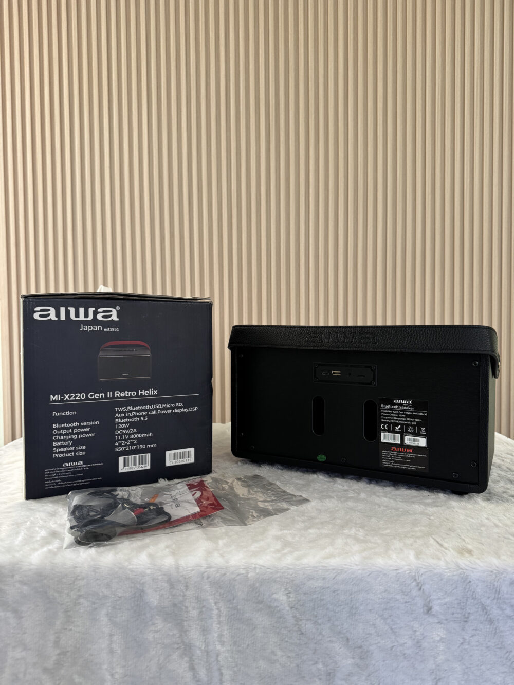 Aiwa Mi-X220 Retro Helix Ii ลำโพงบลูทูธ 100w ดอกลำโพง 6.5 นิ้ว Portable Bluetooth Speaker Aiwa Mi-X220 Retro Helix Ii ลำโพงบลูทูธ 100w ดอกลำโพง 6.5 นิ้ว Portable Bluetooth Speaker