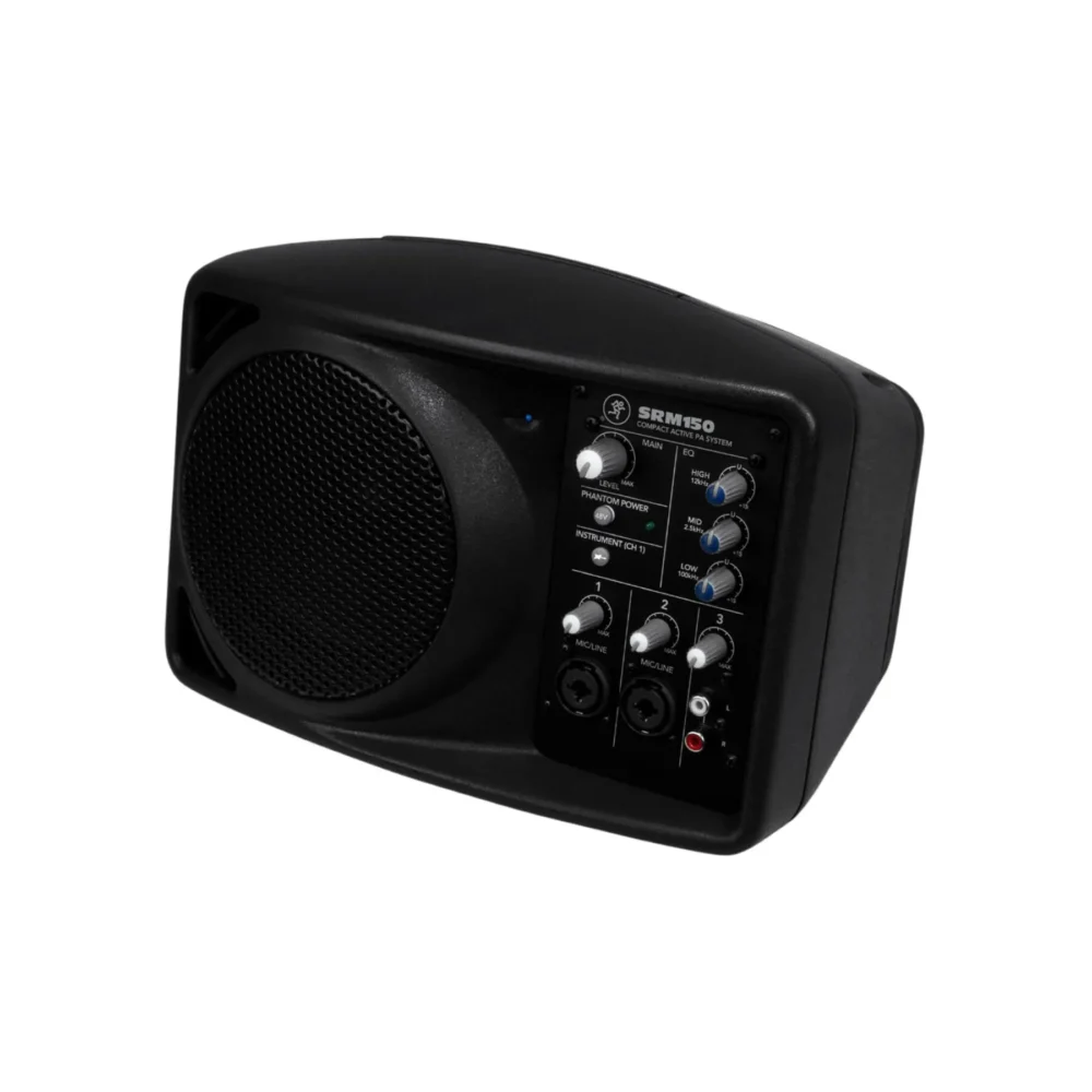Mackie Srm150 Active Speaker Black ลำโพงมอนิเตอร์พกพาพร้อมมิกเซอร์ 3 ช่อง Mackie Srm150 Active Speaker Black ลำโพงมอนิเตอร์พกพาพร้อมมิกเซอร์ 3 ช่อง