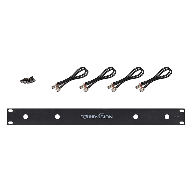 Soundvision Rkt-4a ชุดเพลทยึดเสาอากาศ 4 ต้น ขนาด 1u อุปกรณ์เสริมสำหรับชุดไมโครโฟนไร้สาย Soundvision Rkt-4a ชุดเพลทยึดเสาอากาศ 4 ต้น ขนาด 1u อุปกรณ์เสริมสำหรับชุดไมโครโฟนไร้สาย