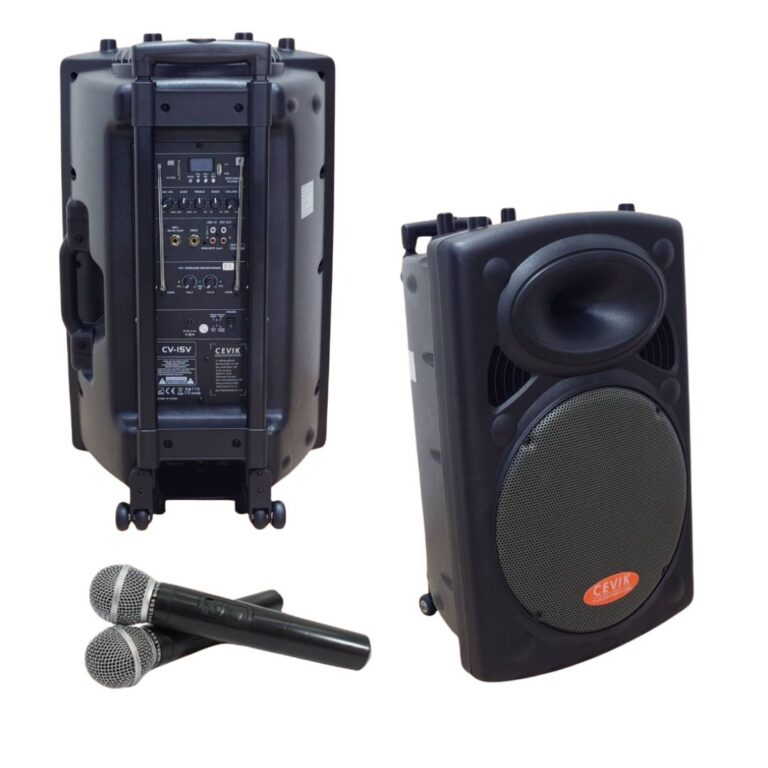 Cevik Cv-15v ลำโพงเอนกประสงค์ 15 นิ้ว Bluetooth มีล้อลาก พร้อมไมค์ลอย