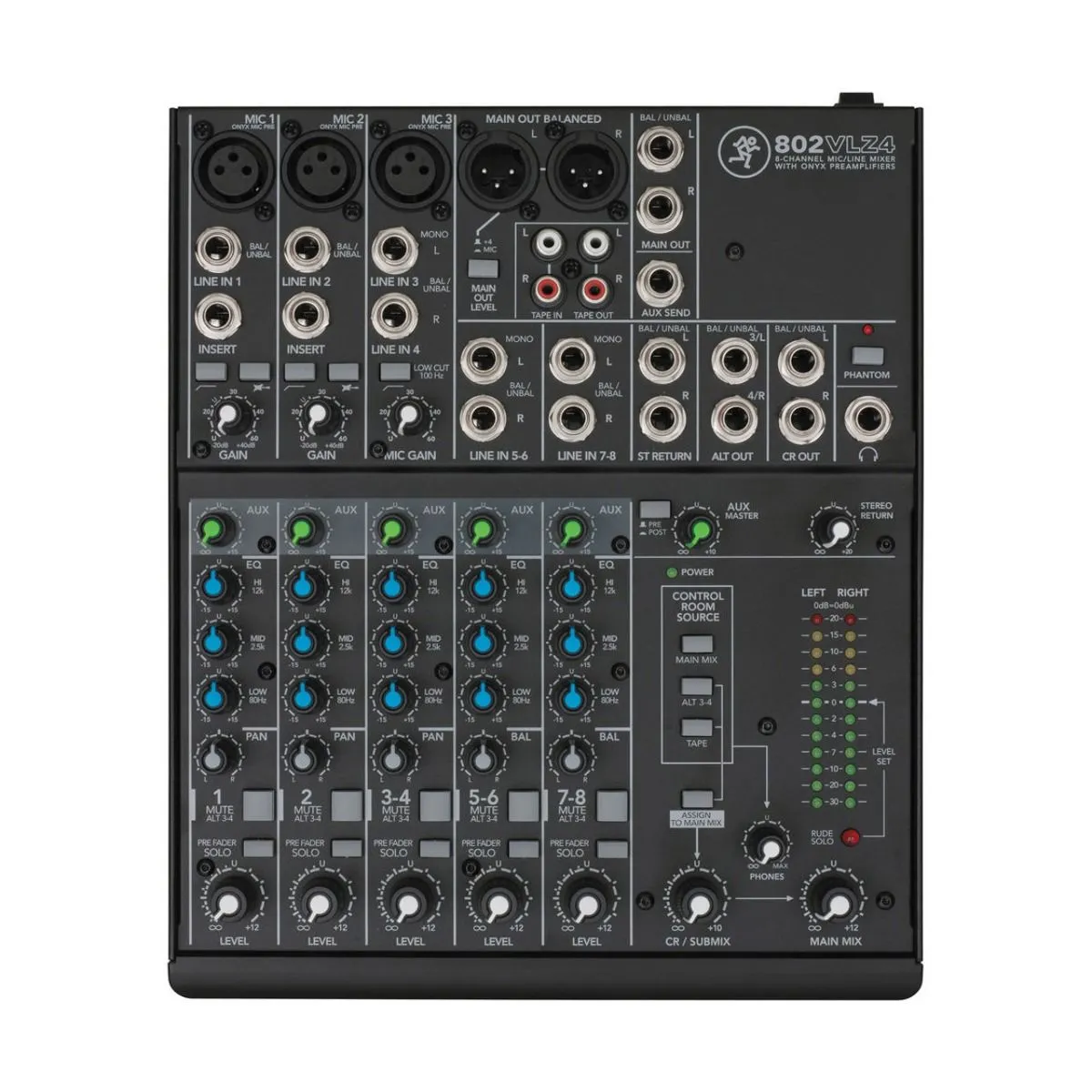 Mackie 802vlz4 มิกเซอร์ 8 ช่อง Analog Mixer พร้อม Onyx Mic Preamps สำหรับสตูดิโอและงานแสดงสด Mackie 802vlz4 มิกเซอร์ 8 ช่อง Analog Mixer พร้อม Onyx Mic Preamps สำหรับสตูดิโอและงานแสดงสด