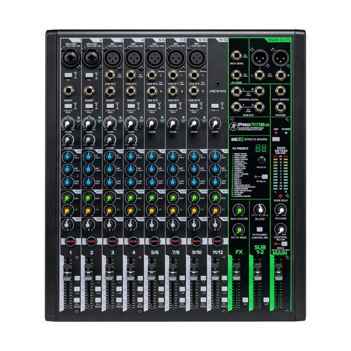 Mackie Profx12v3 มิกเซอร์ 12 ช่อง Professional Effects Mixer พร้อม Usb Recording สำหรับสตูดิโอ ไลฟ์สตรีม และงานแสดงสด Mackie Profx12v3 มิกเซอร์ 12 ช่อง Professional Effects Mixer พร้อม Usb Recording สำหรับสตูดิโอ ไลฟ์สตรีม และงานแสดงสด
