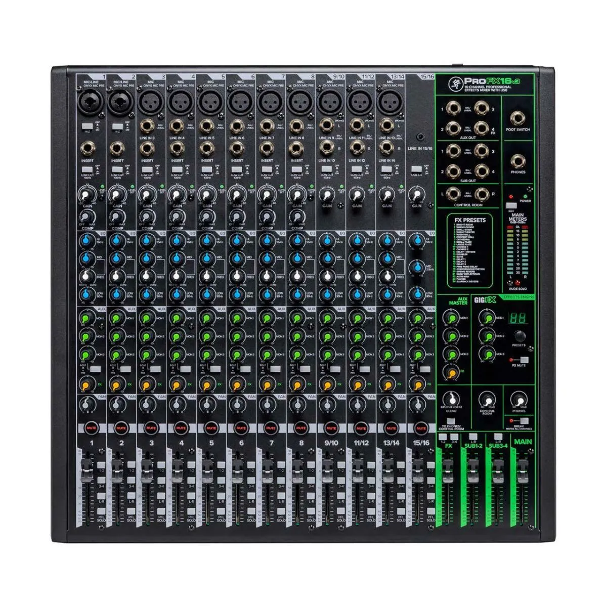Mackie Profx16v3 มิกเซอร์ 16 ช่อง Professional Effects Mixer พร้อม Usb Recording สำหรับสตูดิโอ ไลฟ์สตรีม และงานแสดงสด Mackie Profx16v3 มิกเซอร์ 16 ช่อง Professional Effects Mixer พร้อม Usb Recording สำหรับสตูดิโอ ไลฟ์สตรีม และงานแสดงสด