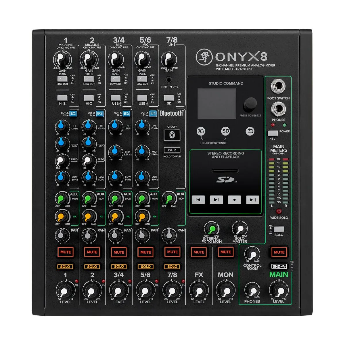 Mackie Onyx8 มิกเซอร์ 8 ช่อง Analog Mixer พร้อม Usb Recording สำหรับสตูดิโอและไลฟ์สตรีม Mackie Onyx8 มิกเซอร์ 8 ช่อง Analog Mixer พร้อม Usb Recording สำหรับสตูดิโอและไลฟ์สตรีม