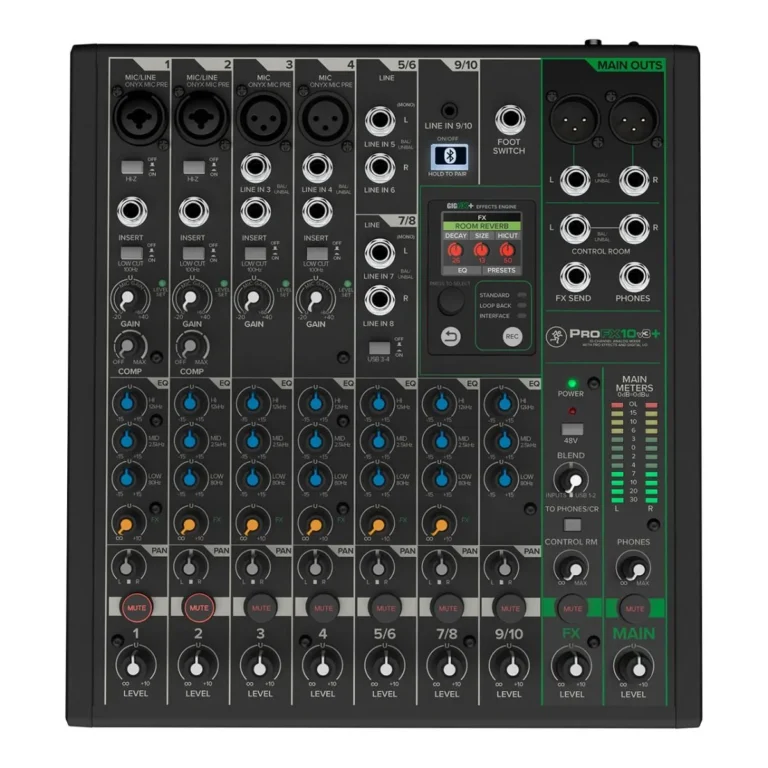 Mackie Profx10v3+ มิกเซอร์ 10 ช่อง Analog Mixer พร้อมเอฟเฟกต์ Gigfx+ และ Usb-C Recording สำหรับสตูดิโอ ไลฟ์สตรีม และพอดแคสต์