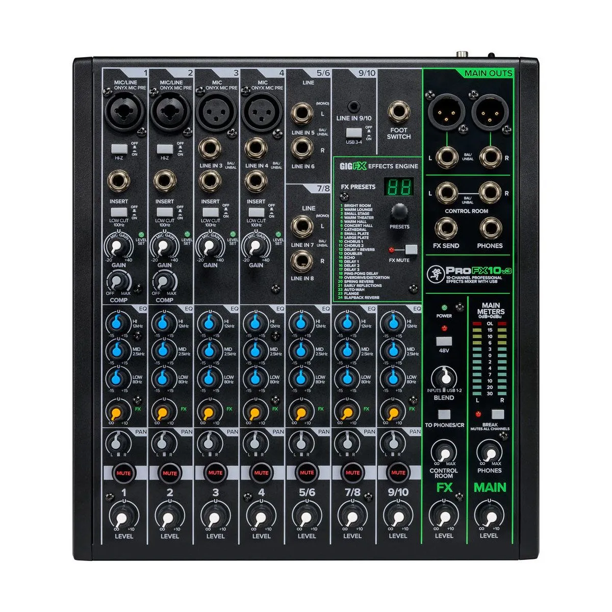 Mackie Profx10v3 มิกเซอร์ 10 ช่อง Professional Effects Mixer พร้อม Usb Recording สำหรับสตูดิโอ ไลฟ์สตรีม และงานแสดงสด Mackie Profx10v3 มิกเซอร์ 10 ช่อง Professional Effects Mixer พร้อม Usb Recording สำหรับสตูดิโอ ไลฟ์สตรีม และงานแสดงสด