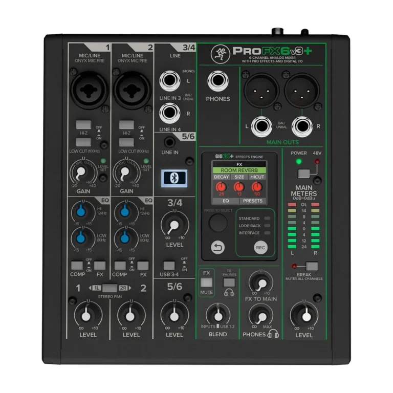 Mackie Profx6v3+ มิกเซอร์ 6 ช่อง Analog Mixer พร้อมเอฟเฟกต์และ Usb Recording สำหรับสตูดิโอ ไลฟ์สตรีม และพอดแคสต์