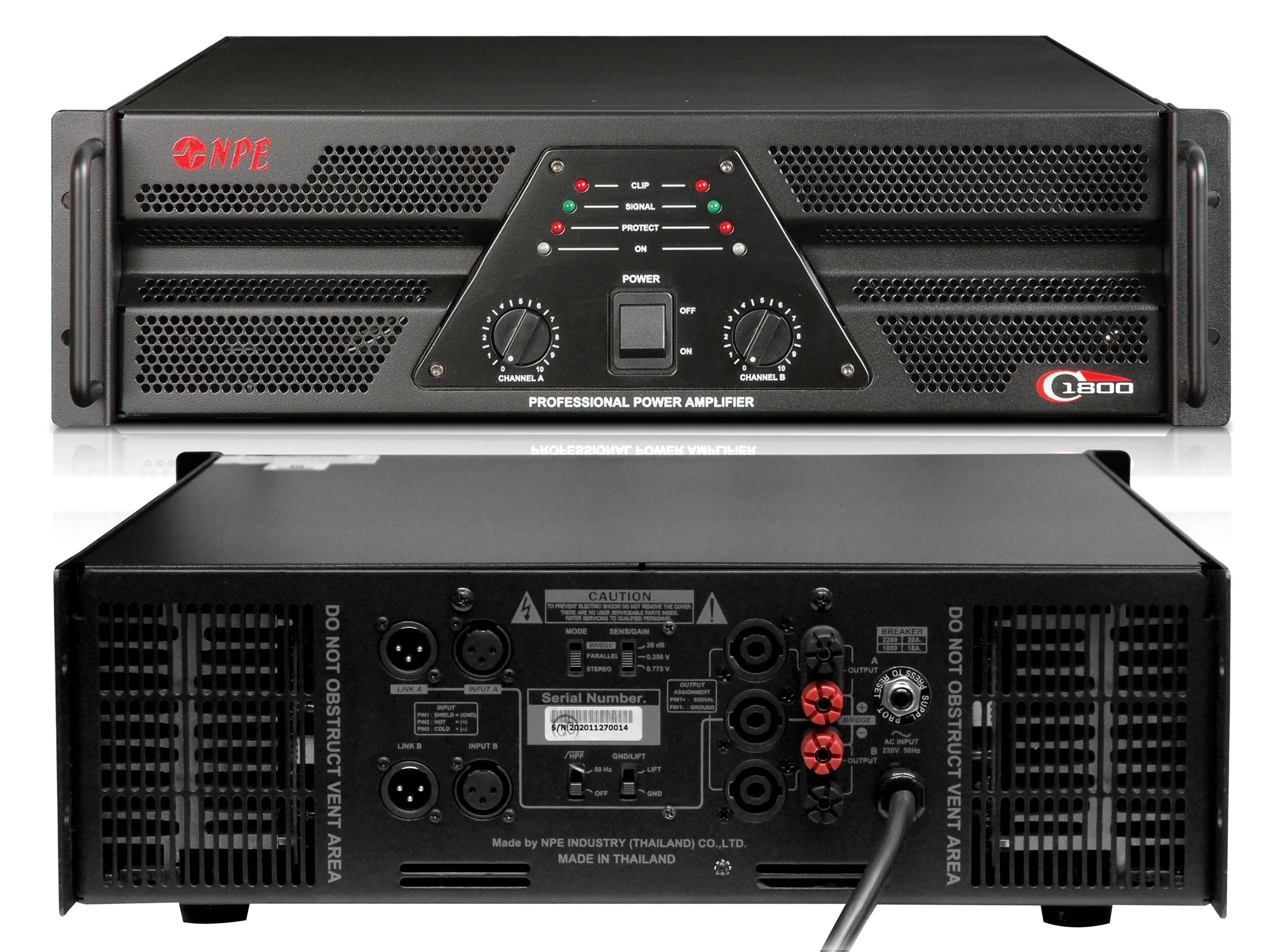 Npe C-1800 เพาเวอร์แอมป์ 2x1100w Class Ab Professional Power Amplifier Npe C-1800 เพาเวอร์แอมป์ 2x1100w Class Ab Professional Power Amplifier