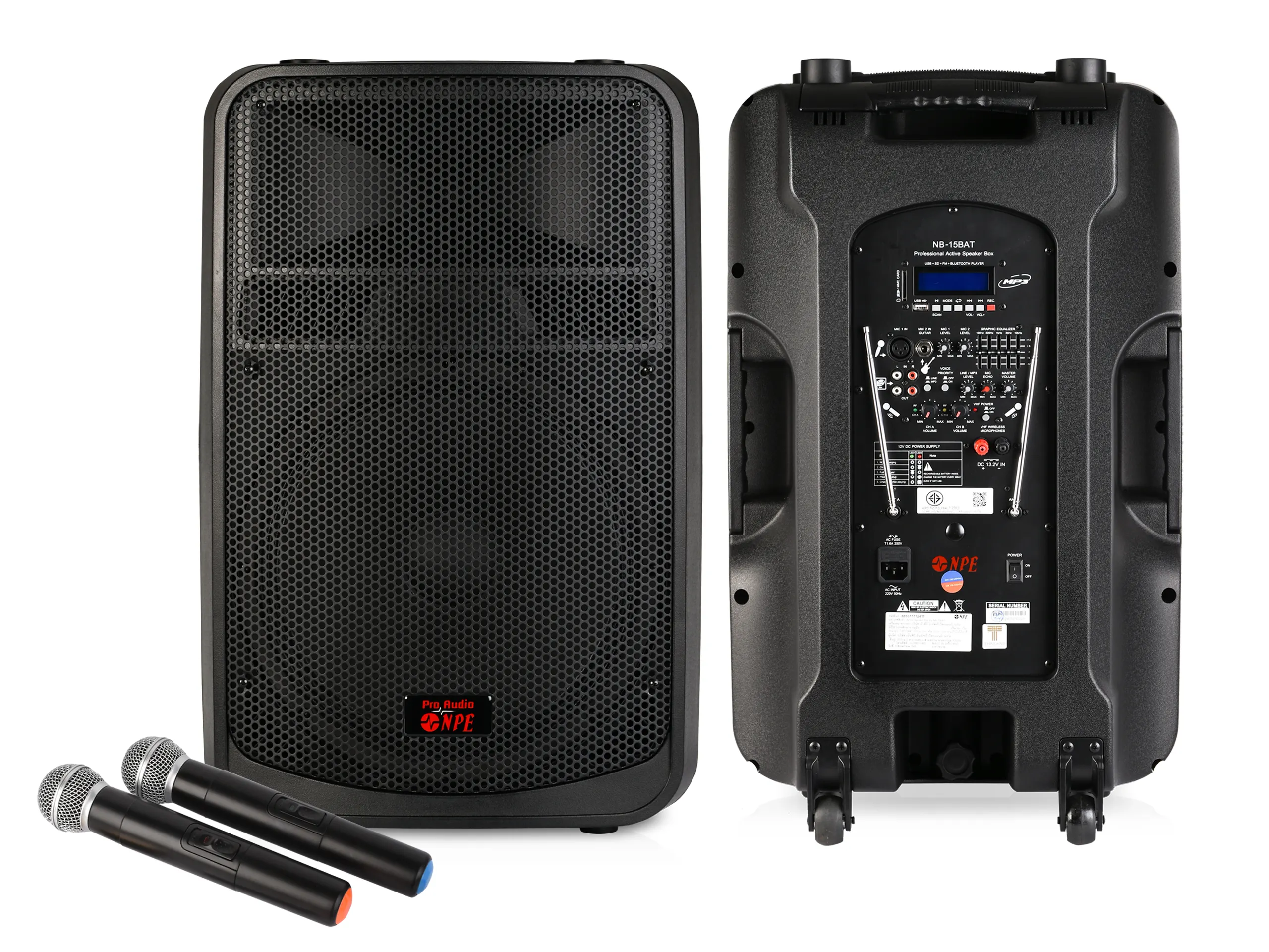 Npe Nb-15bat ตู้ลำโพงล้อลาก 15 นิ้ว พร้อมไมค์ลอยคู่ Bluetooth Npe Nb-15bat ตู้ลำโพงล้อลาก 15 นิ้ว พร้อมไมค์ลอยคู่ Bluetooth