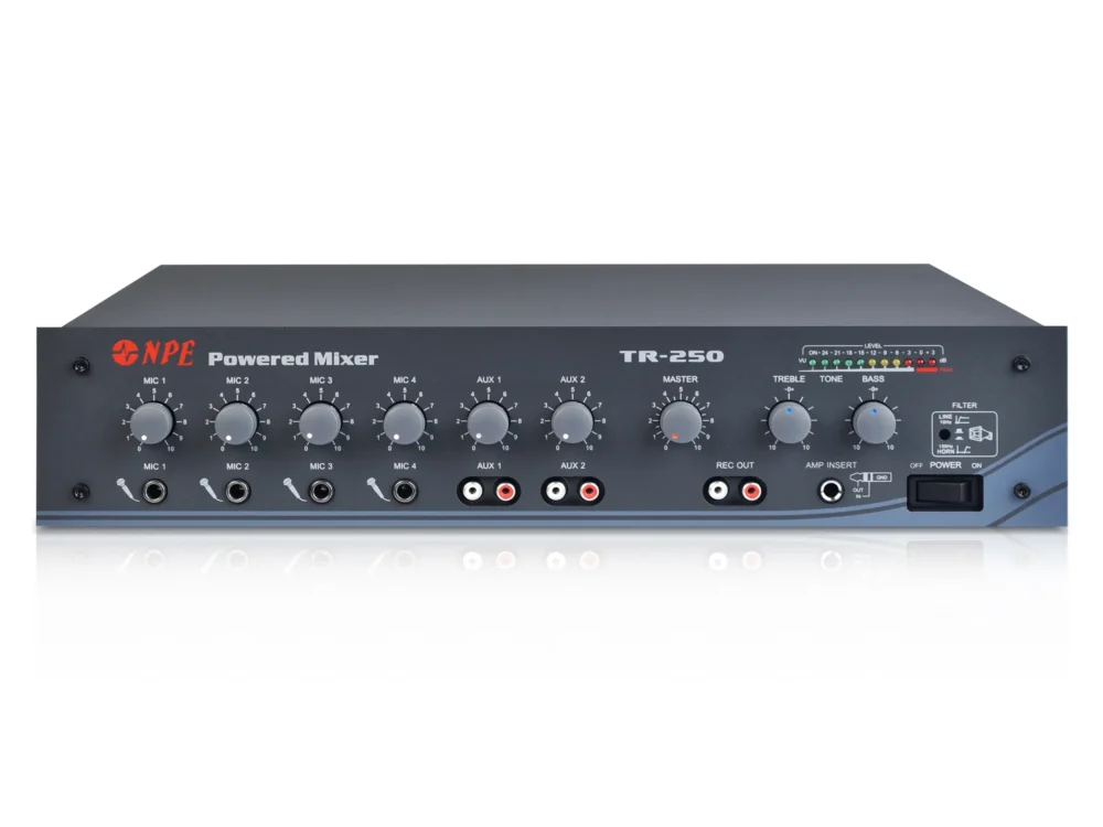 Npe Tr-250 เพาเวอร์มิกเซอร์ 125w รองรับ 4 Mic 2 Aux Npe Tr-250 เพาเวอร์มิกเซอร์ 125w รองรับ 4 Mic 2 Aux