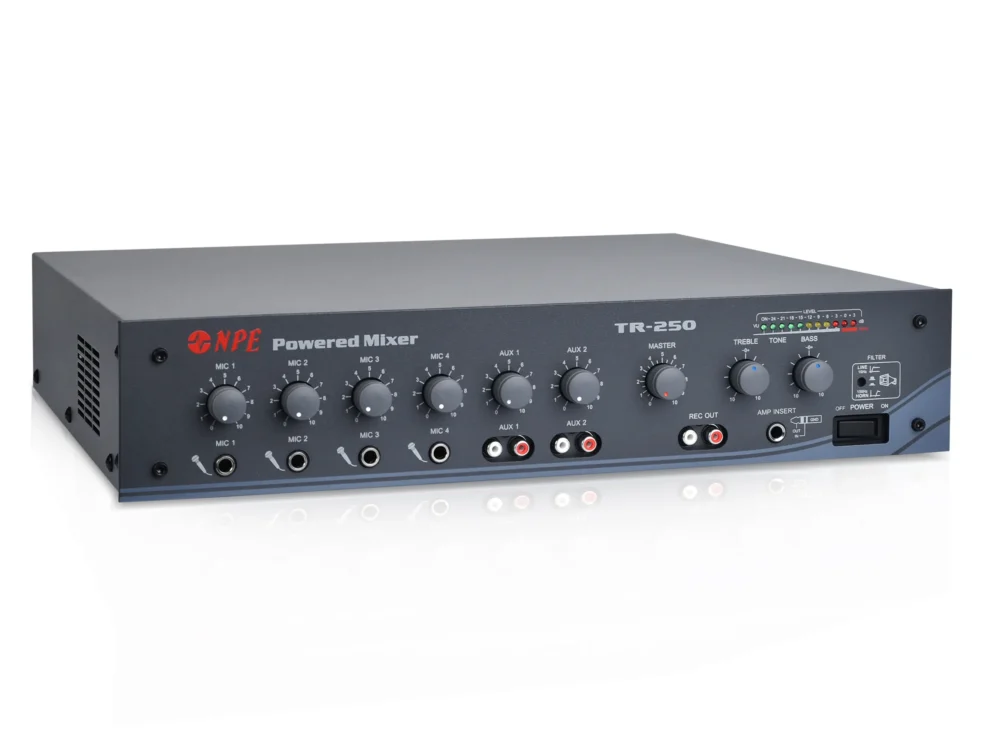 Npe Tr-250 เพาเวอร์มิกเซอร์ 125w รองรับ 4 Mic 2 Aux Npe Tr-250 เพาเวอร์มิกเซอร์ 125w รองรับ 4 Mic 2 Aux