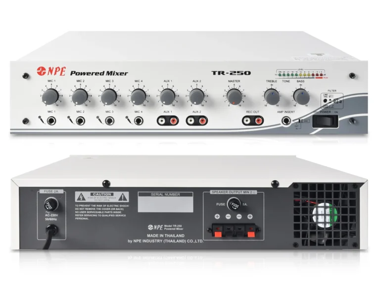 Npe Tr-250 เพาเวอร์มิกเซอร์ 125w รองรับ 4 Mic 2 Aux