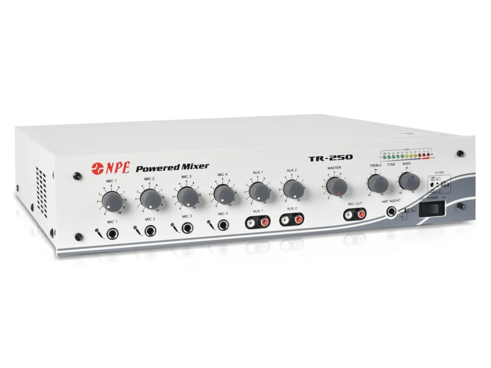 Npe Tr-250 เพาเวอร์มิกเซอร์ 125w รองรับ 4 Mic 2 Aux Npe Tr-250 เพาเวอร์มิกเซอร์ 125w รองรับ 4 Mic 2 Aux