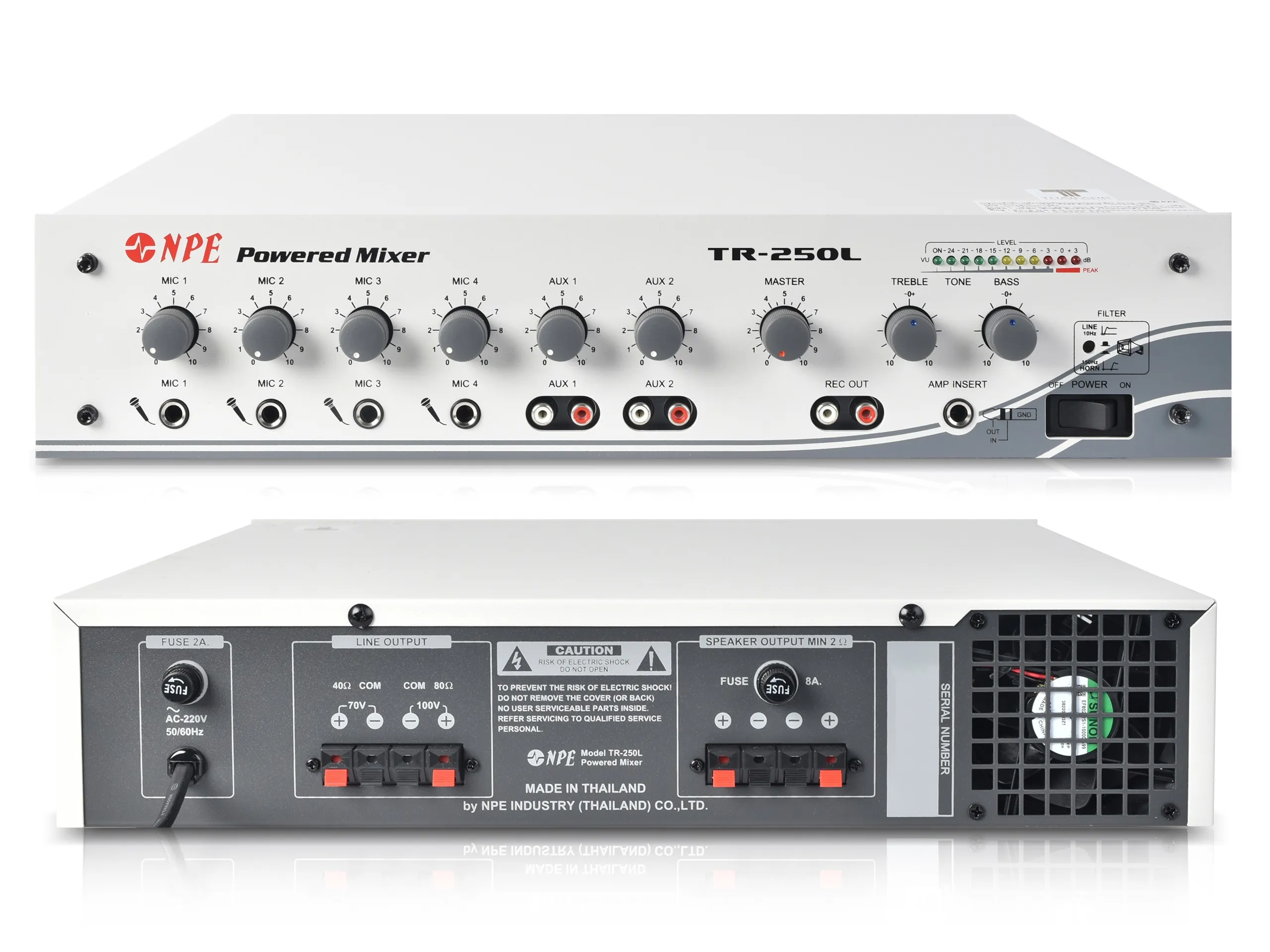 Npe Tr-250l เพาเวอร์มิกเซอร์ 125w พร้อม Line Output 70v/100v Npe Tr-250l เพาเวอร์มิกเซอร์ 125w พร้อม Line Output 70v/100v