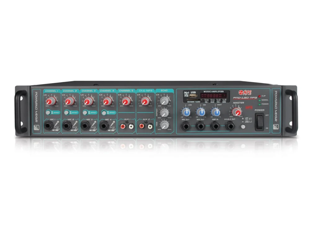 Npe Pmd-150mp3 เพาเวอร์มิกเซอร์ 150w พร้อม Usb/sd Mp3 Player สำหรับระบบเสียงประกาศ