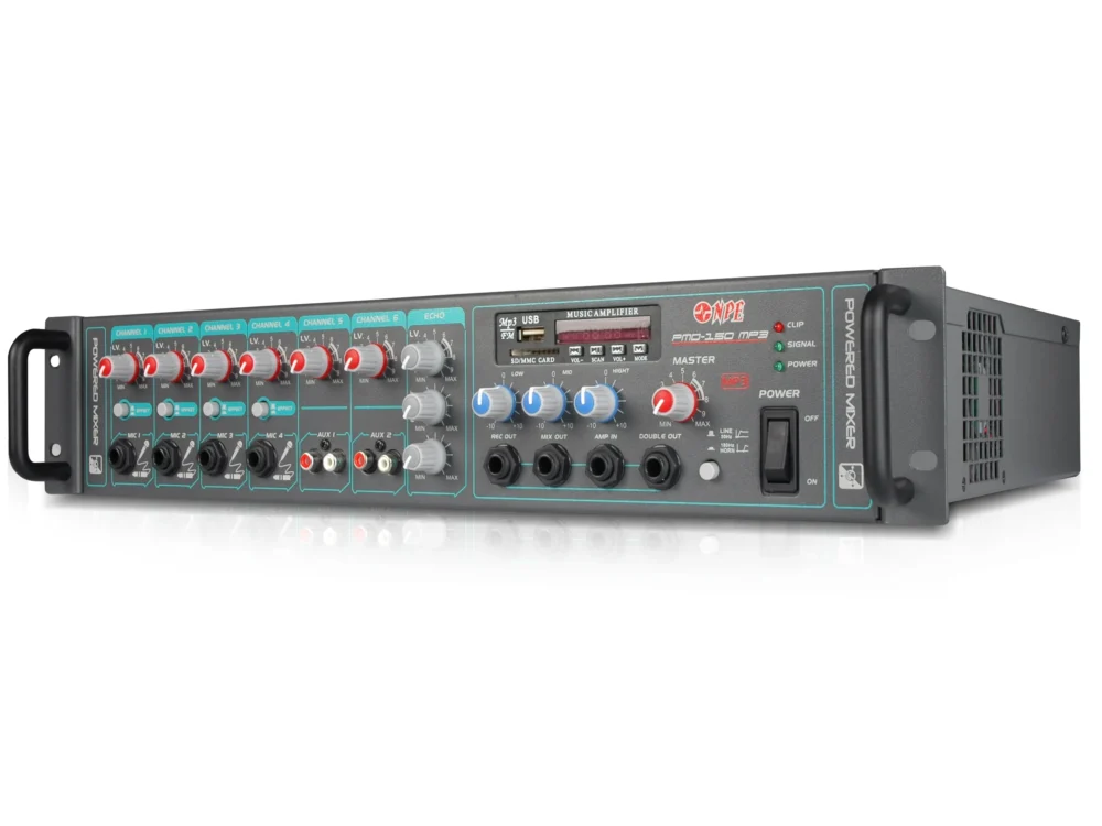 Npe Pmd-150mp3 เพาเวอร์มิกเซอร์ 150w พร้อม Usb/sd Mp3 Player สำหรับระบบเสียงประกาศ