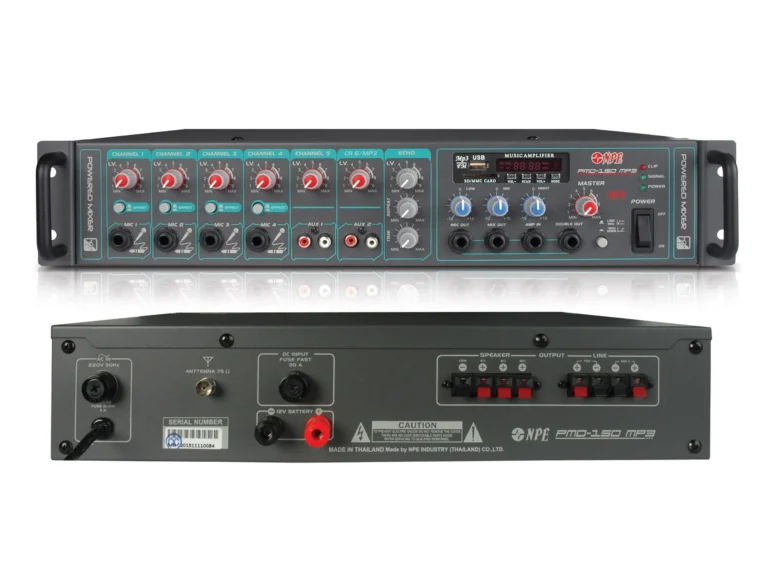 Npe Pmd-150mp3 เพาเวอร์มิกเซอร์ 150w พร้อม Usb/sd Mp3 Player สำหรับระบบเสียงประกาศ