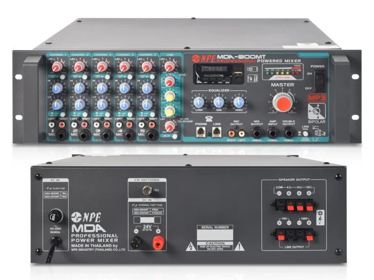 Npe Mda-800mt เพาเวอร์มิกเซอร์ 500w พร้อม Bluetooth 70v/100v