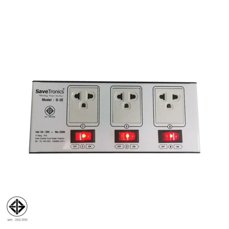 Savetronics D-3e ปลั๊กไฟกันไฟกระชาก 3 ช่อง 3 สวิตช์