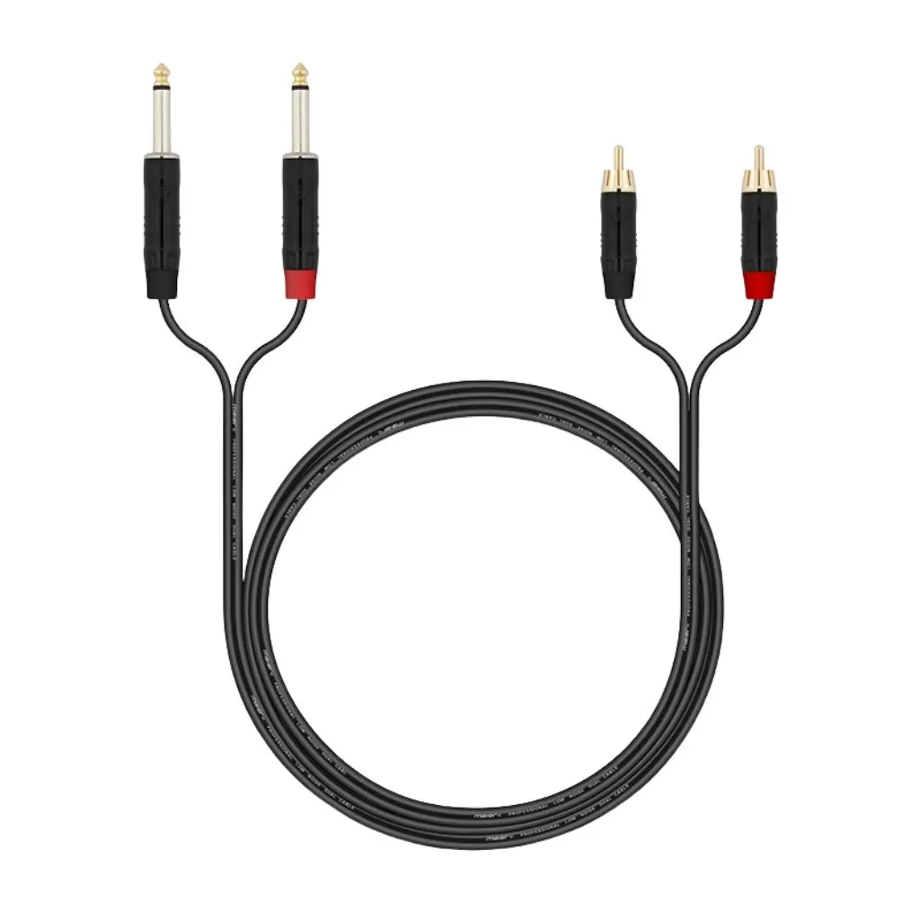 Maier Pmrc2-A01m Rca To 2 X 6.35mm Mono Cable 1 เมตร สายสัญญาณเสียงคุณภาพสูง Maier Pmrc2-A01m Rca To 2 X 6.35mm Mono Cable 1 เมตร สายสัญญาณเสียงคุณภาพสูง