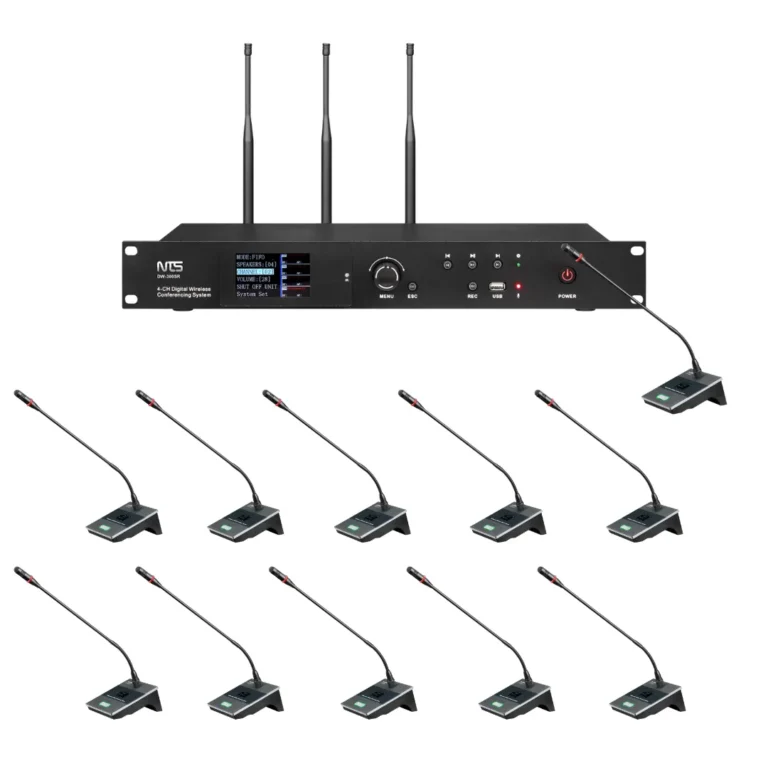 Nts Dw300 Set 1 ชุดไมโครโฟนประชุมไร้สาย Uhf 11 ท่าน พร้อมไมค์ประธานและผู้ร่วมประชุม