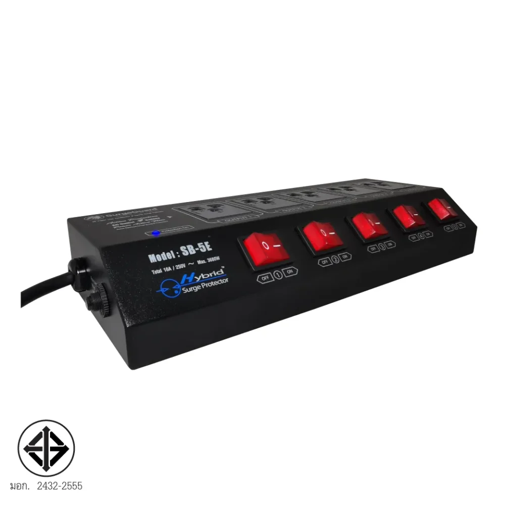 Surgeguard Sb-5e เครื่องกรองกระแสไฟฟ้าและกันไฟกระชาก 5 ช่อง 5 สวิตช์ Surgeguard Sb-5e เครื่องกรองกระแสไฟฟ้าและกันไฟกระชาก 5 ช่อง 5 สวิตช์