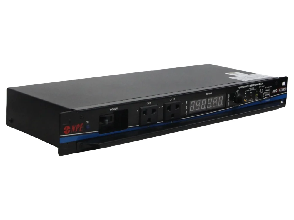 Npe Mpr-1033db เพาเวอร์เบรกเกอร์ติดแร็ค 10 ช่อง พร้อม Volt Meter Amp Meter และระบบตรวจสอบสายไฟ 1u