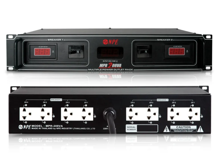 Npe Mpr-208va เพาเวอร์เบรกเกอร์ติดแร็ค 8 ช่อง 2u พร้อมโวลต์มิเตอร์และแอมป์มิเตอร์