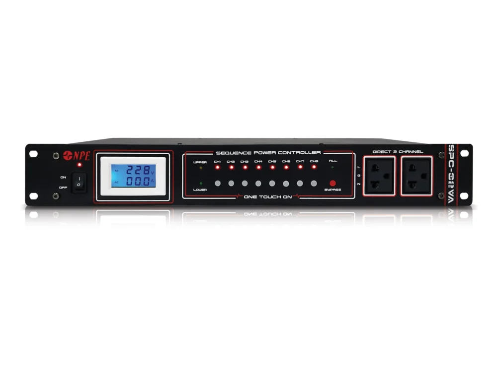 Npe Spc-02va เครื่องควบคุมลำดับการจ่ายไฟอัตโนมัติ 10 ช่อง พร้อมโวลต์มิเตอร์และแอมป์มิเตอร์