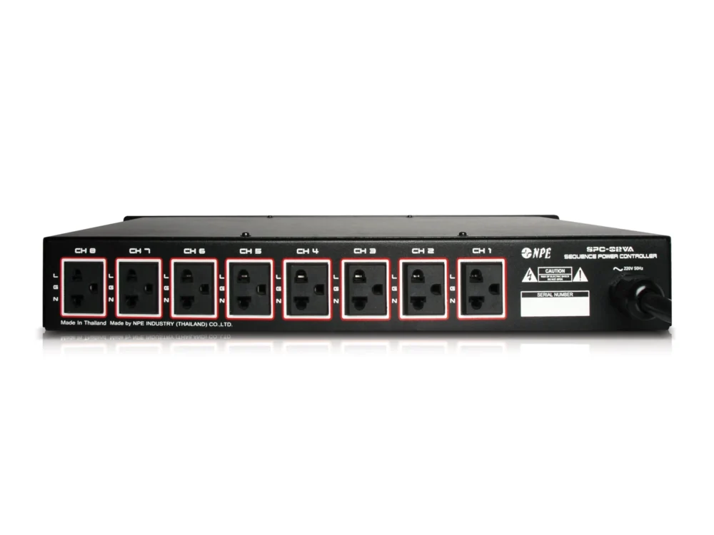 Npe Spc-02va เครื่องควบคุมลำดับการจ่ายไฟอัตโนมัติ 10 ช่อง พร้อมโวลต์มิเตอร์และแอมป์มิเตอร์