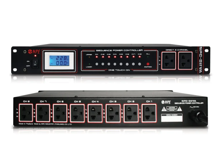 Npe Spc-02va เครื่องควบคุมลำดับการจ่ายไฟอัตโนมัติ 10 ช่อง พร้อมโวลต์มิเตอร์และแอมป์มิเตอร์