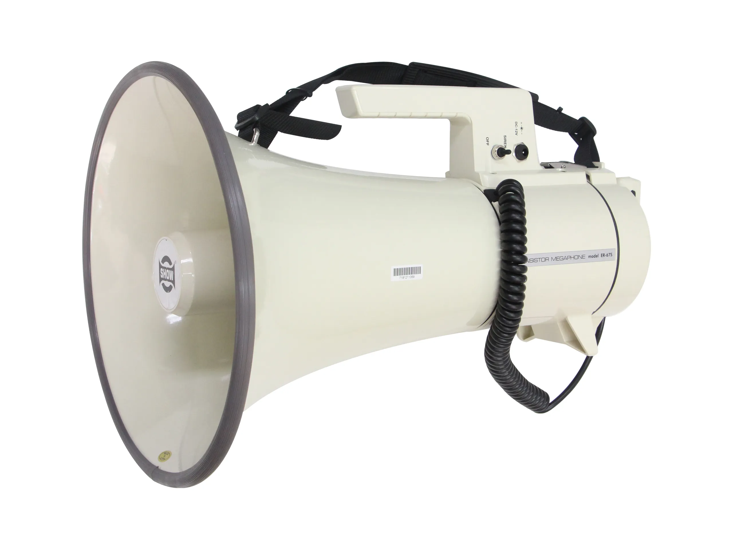 Show Er-67s โทรโข่งแบบสะพายไหล่และถือมือ กำลังขับ 35 วัตต์ พร้อมเสียงไซเรน Megaphone Show Er-67s โทรโข่งแบบสะพายไหล่และถือมือ กำลังขับ 35 วัตต์ พร้อมเสียงไซเรน Megaphone