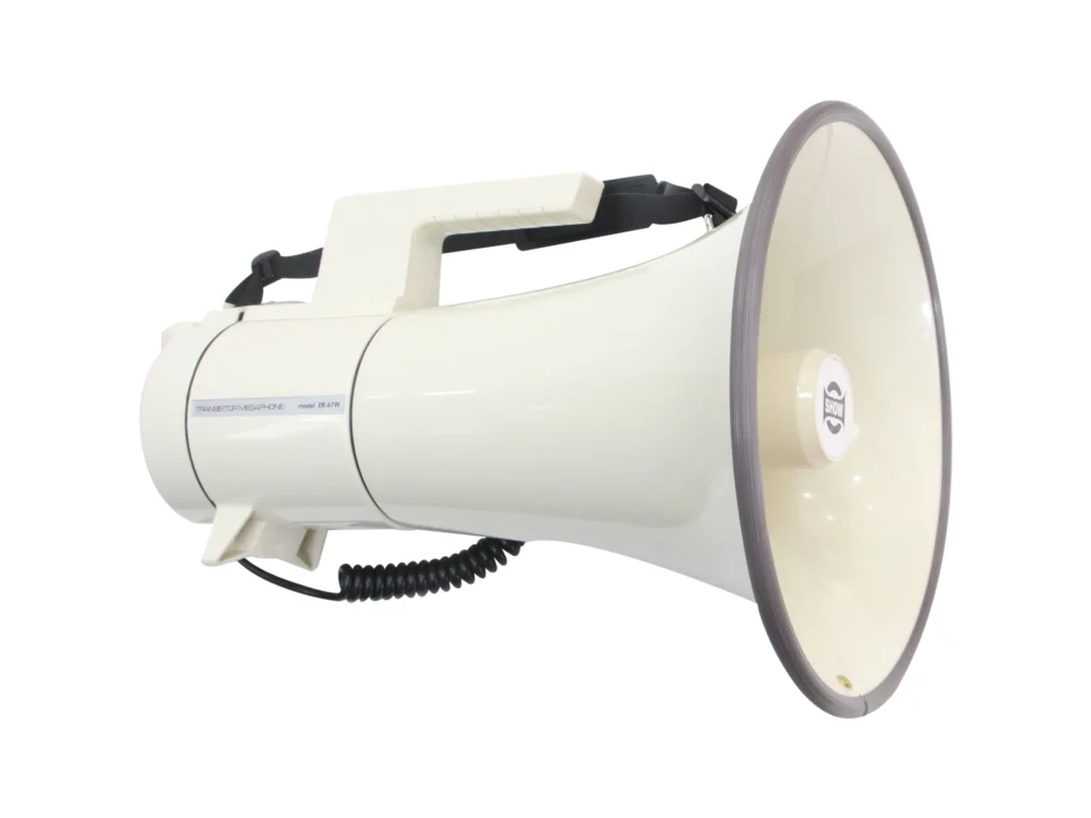 Show Er-67w โทรโข่งแบบสะพายไหล่และถือมือ กำลังขับ 35 วัตต์ พร้อมนกหวีด Megaphone Show Er-67w โทรโข่งแบบสะพายไหล่และถือมือ กำลังขับ 35 วัตต์ พร้อมนกหวีด Megaphone