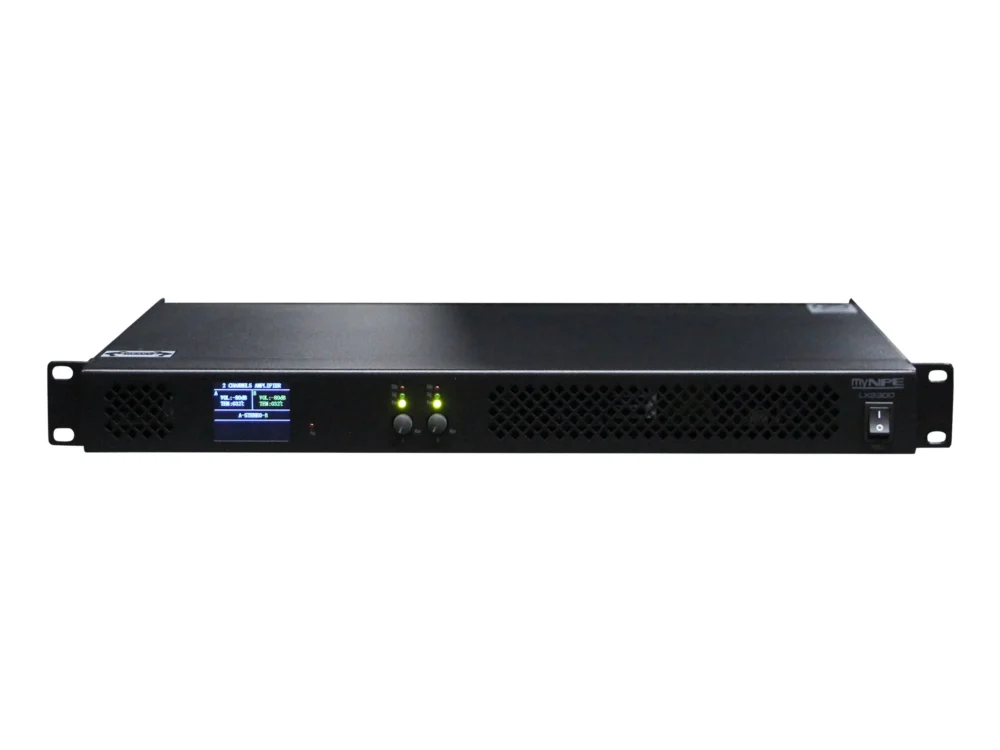 Mynpe Lx2300 ดิจิตอลเพาเวอร์แอมป์ Class D 2 แชนแนล ขนาด 1u 2x300w Mynpe Lx2300 ดิจิตอลเพาเวอร์แอมป์ Class D 2 แชนแนล ขนาด 1u 2x300w