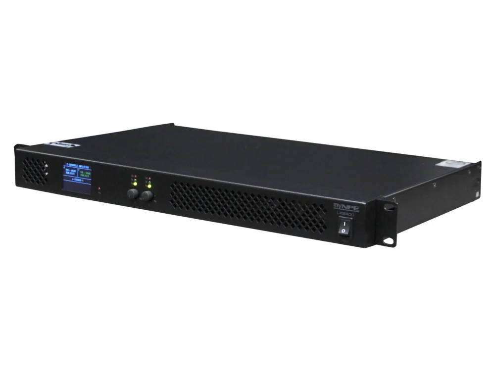 Mynpe Lx2400 ดิจิตอลเพาเวอร์แอมป์ Class D 2 แชนแนล ขนาด 1u 2x400w Mynpe Lx2400 ดิจิตอลเพาเวอร์แอมป์ Class D 2 แชนแนล ขนาด 1u 2x400w