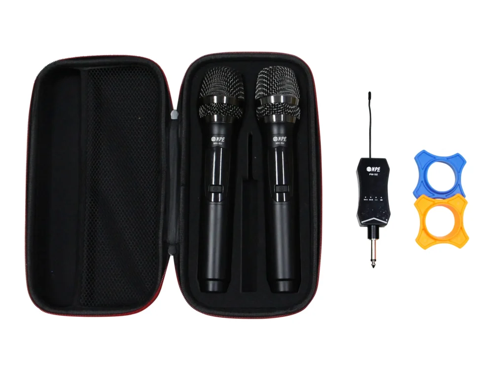Npe Pw-52/mh-5u/mh-5u ชุดไมโครโฟนไร้สายถือคู่ Uhf แบบพกพา Npe Pw-52/mh-5u/mh-5u ชุดไมโครโฟนไร้สายถือคู่ Uhf แบบพกพา