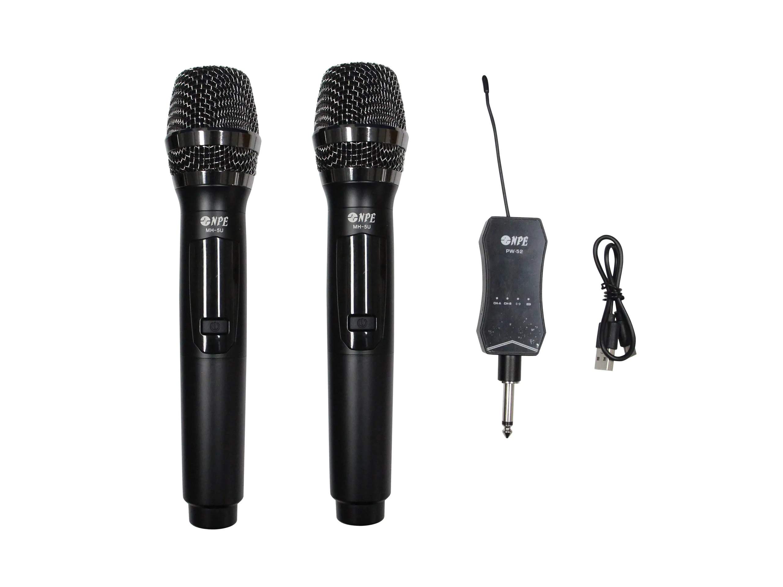 Npe Pw-52/mh-5u/mh-5u ชุดไมโครโฟนไร้สายถือคู่ Uhf แบบพกพา Npe Pw-52/mh-5u/mh-5u ชุดไมโครโฟนไร้สายถือคู่ Uhf แบบพกพา