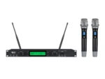 Npe Uw-777 ไมโครโฟนไร้สายถือคู่ Uhf True Diversity พร้อมสแกนความถี่อัตโนมัติ
