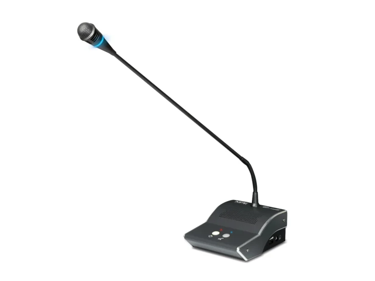 Npe Cf-128c(M) ไมโครโฟนประธานชุดประชุมคอนเดนเซอร์ ก้านยาว 48 ซม. พร้อม Priority และไฟ Led สีน้ำเงิน