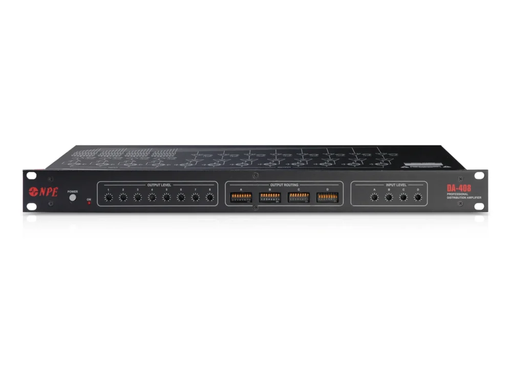 Npe Da-408 เครื่องกระจายสัญญาณเสียง 4 อินพุต 8 เอาต์พุต Distribution Amplifier